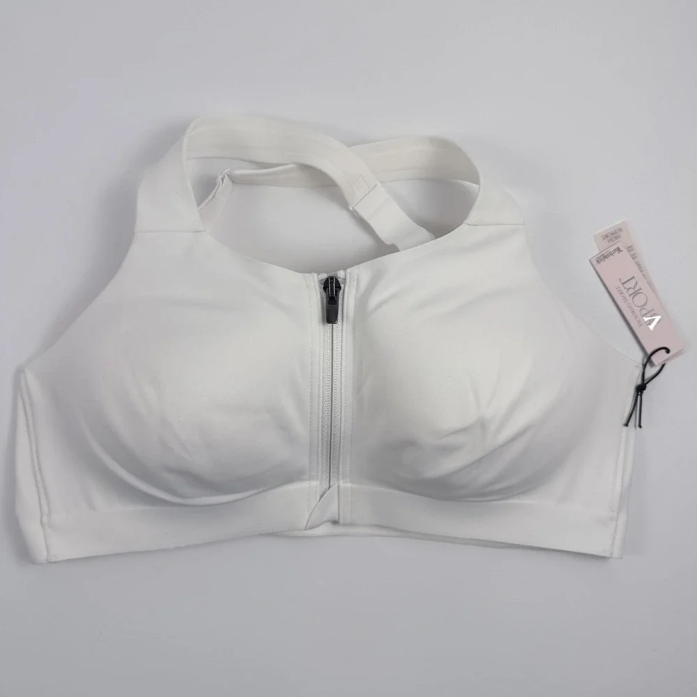 Victoria's Secret VSX Knockout Front-Close Incredible Sports White Bra 36C NWT